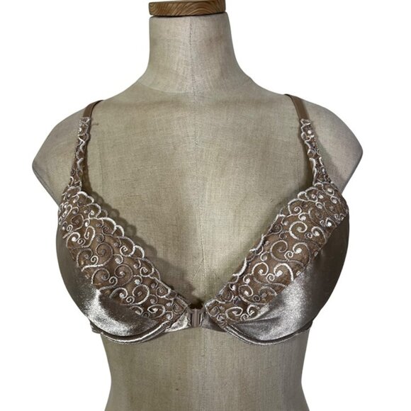 Victoria's Secret bra 36B gold satin padded removeable pads racerback 2006 - Picture 1 of 9